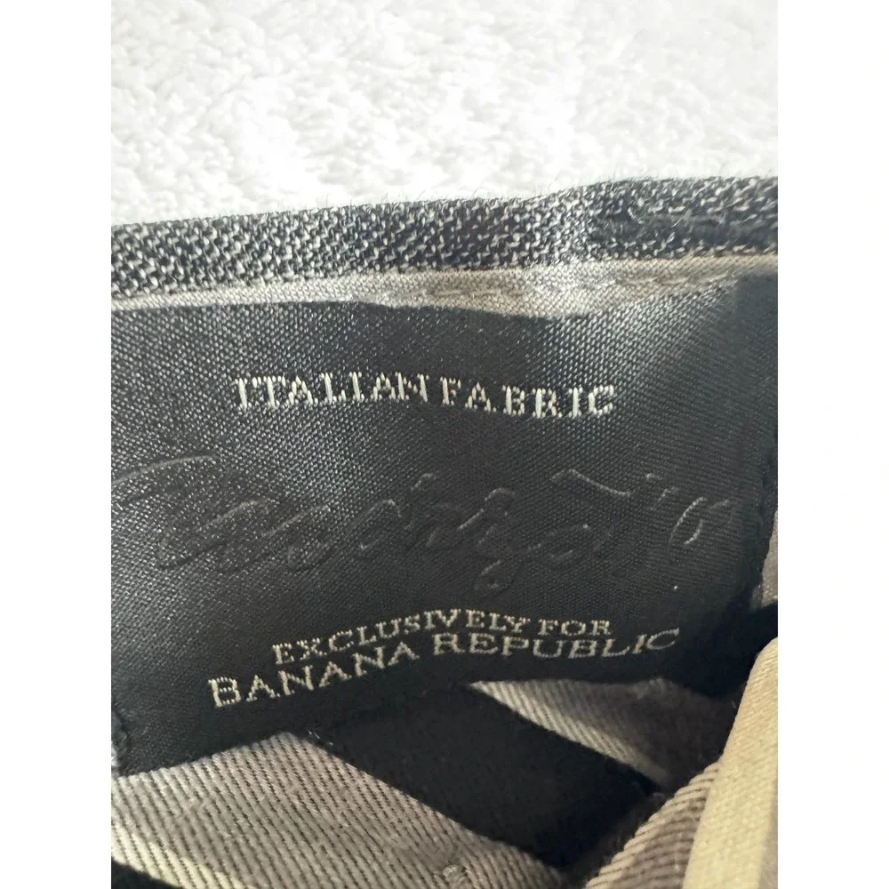 Banana Republic Wool Dress Pants Mens 33x32 Gray Check Slim Fit Workwear